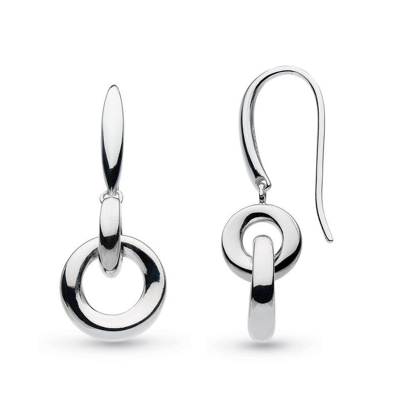 Bevel Cirque Link Silver Drop Earrings