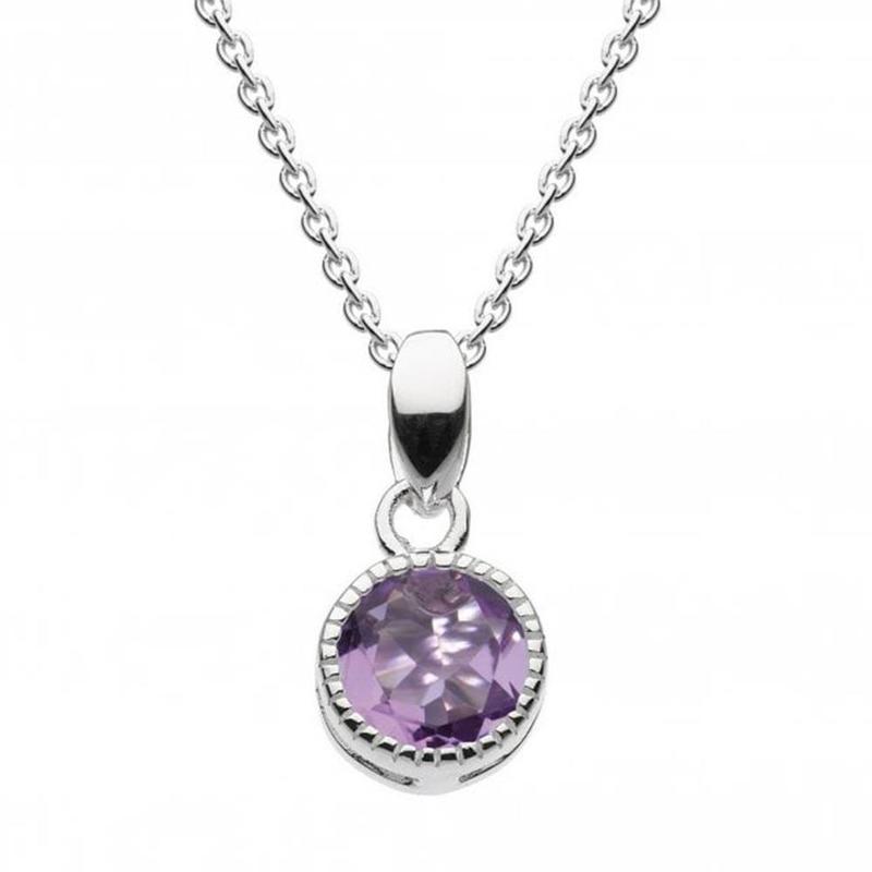 Sterling Silver Round Amethyst Pendant
