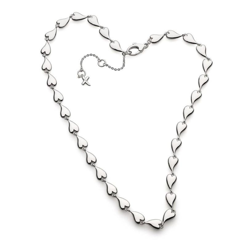 Desire Kiss Linking Hearts Silver Collar Necklace