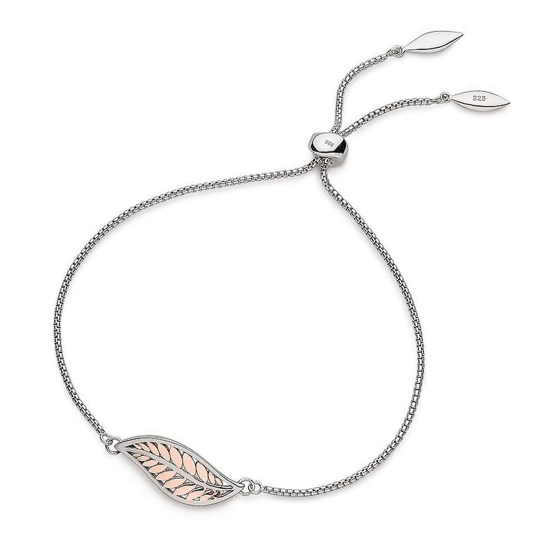 Blossom Eden Blush Leaf Silver Toggle Bracelet