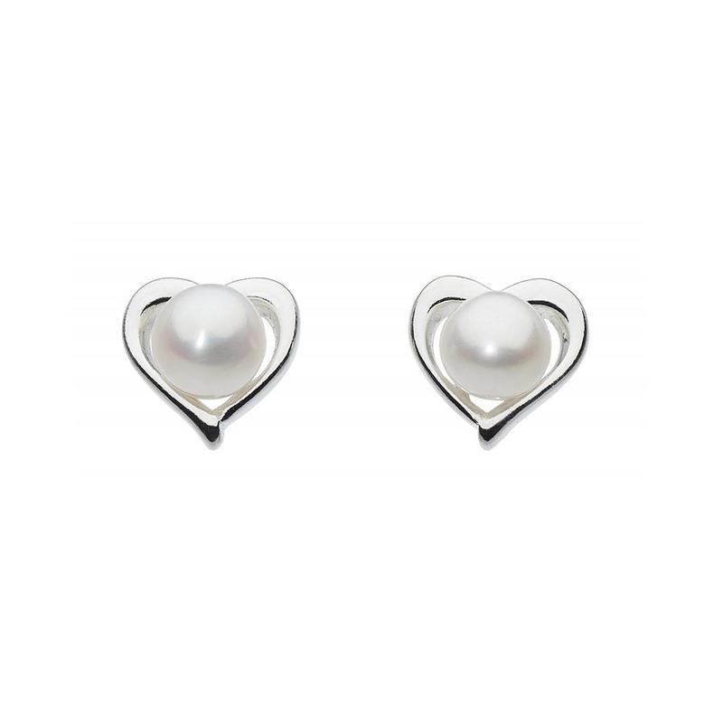 Small Heart Freshwater Pearl Stud Earrings