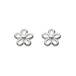 Silver Simple Flower Stud Earrings