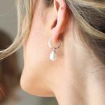 Astoria Glitz Pearl Silver Hoop Earrings