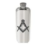 English Pewter 3oz Top Pocket Masonic Flask