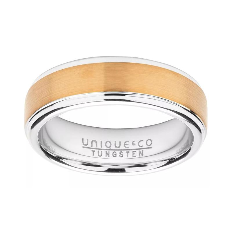7mm Gold Plated Tungsten Gents Ring