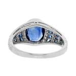 CERT Oval Sapphire & Diamond Cluster Platinum Ring