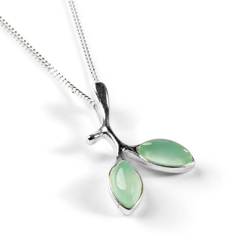 Olive Leaf Silver & Prehnite Necklace