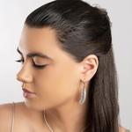 Large Feather Drop Earrings Sterling Silver