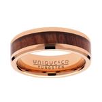7mm Tungsten Rose Gold Plate & Wooden Inlay Ring