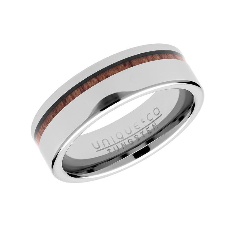 7mm Tungsten Ring with Wood Inlay