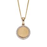 Brushed Gold Disc Pendant with Diamonds