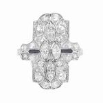 Diamond & Sapphire Art Deco style Tablet Ring