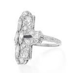 Diamond & Sapphire Art Deco style Tablet Ring