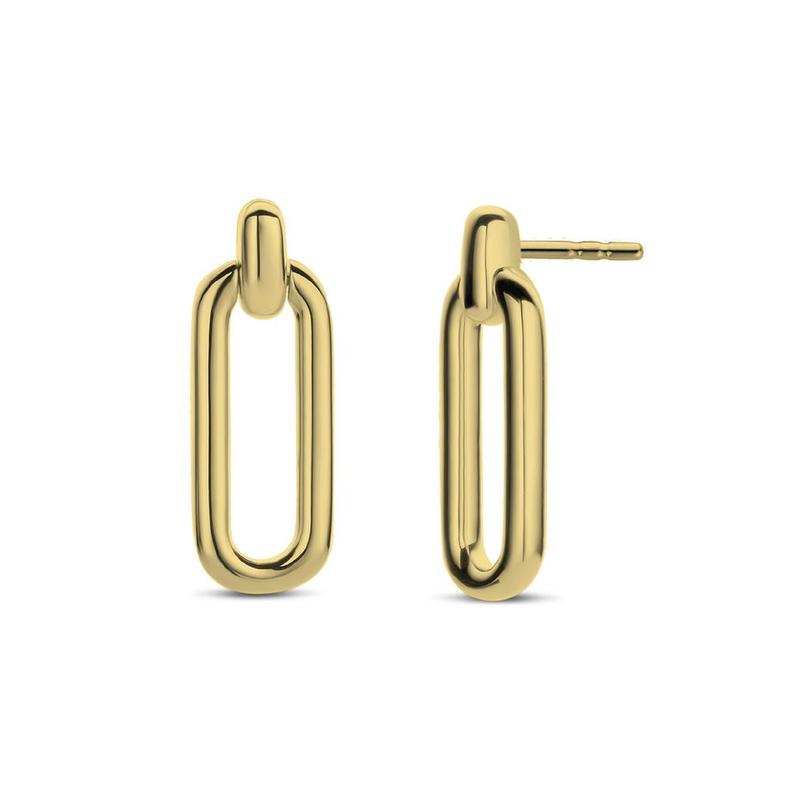 Connected Link Gold Plated Silver Drop Earrings