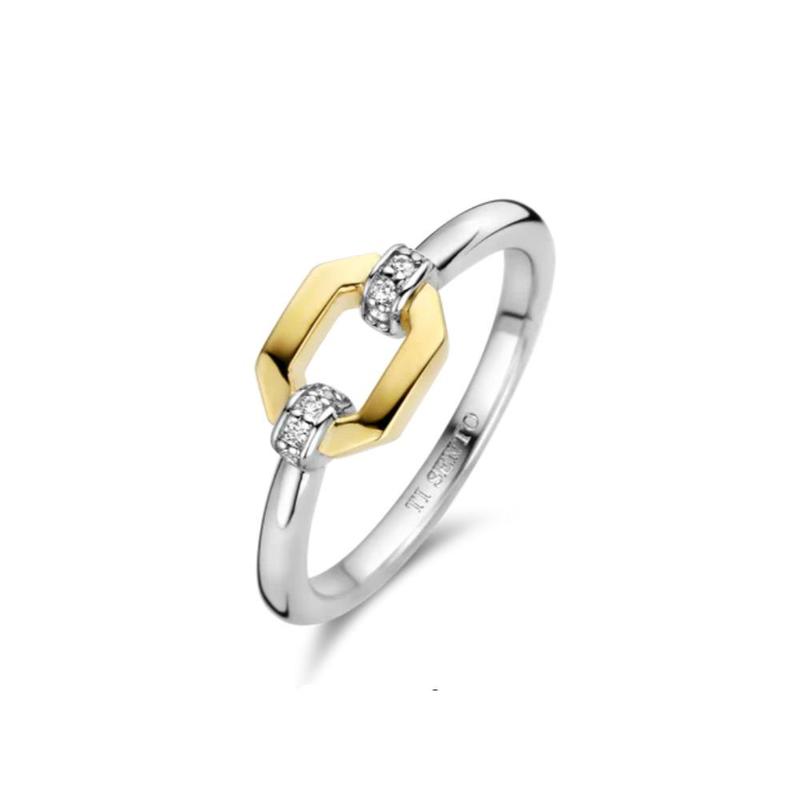 Ti Sento Two Tone Ring With Cubic Zirconia