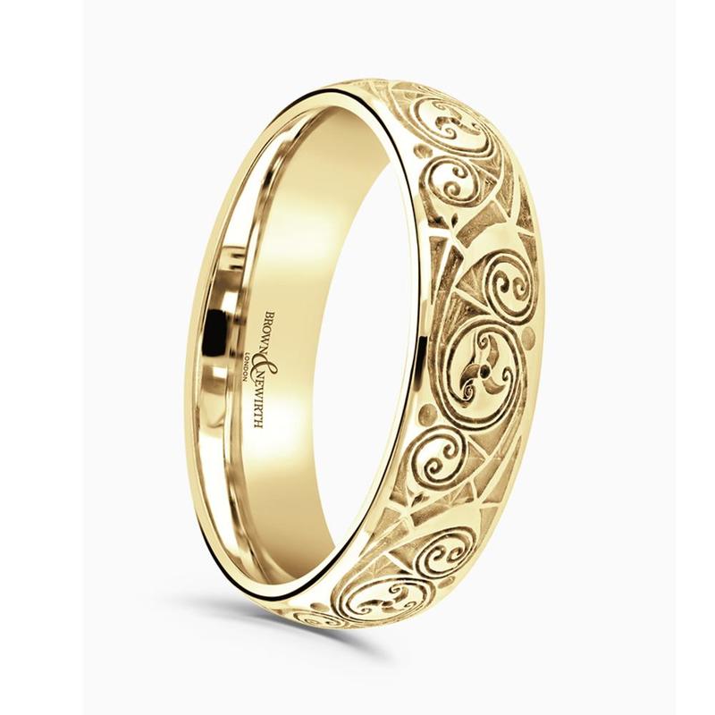 Sadhbh 3.5mm 18ct Yellow Gold Patterned Band