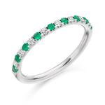 Emerald & Diamond Half Eternity Platinum Ring
