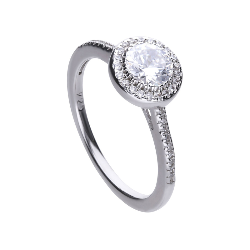 Round Cluster Pavé Set Silver Ring