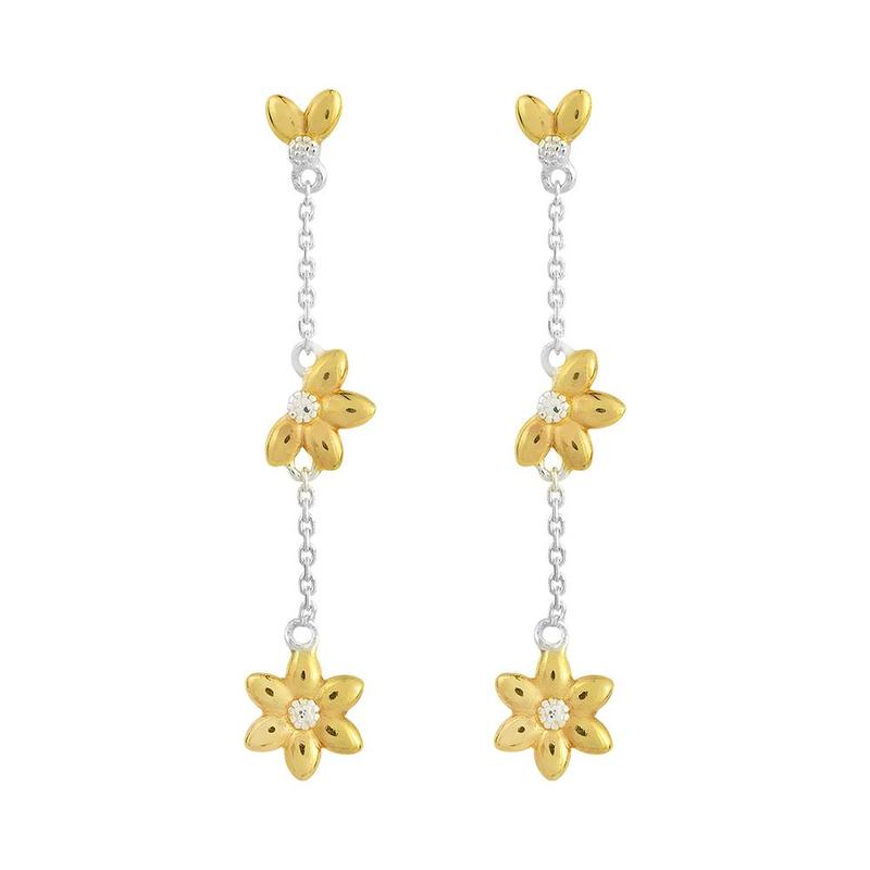 Sunflower Gold Plated Silver Drop Earrings