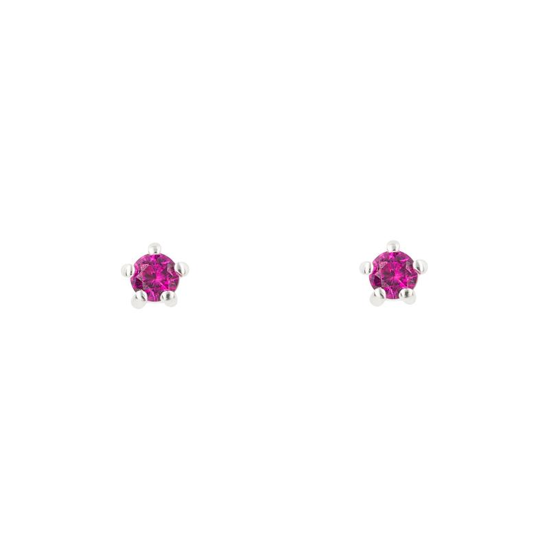 Pink Cubic Zirconia Small Stud Silver Earrings