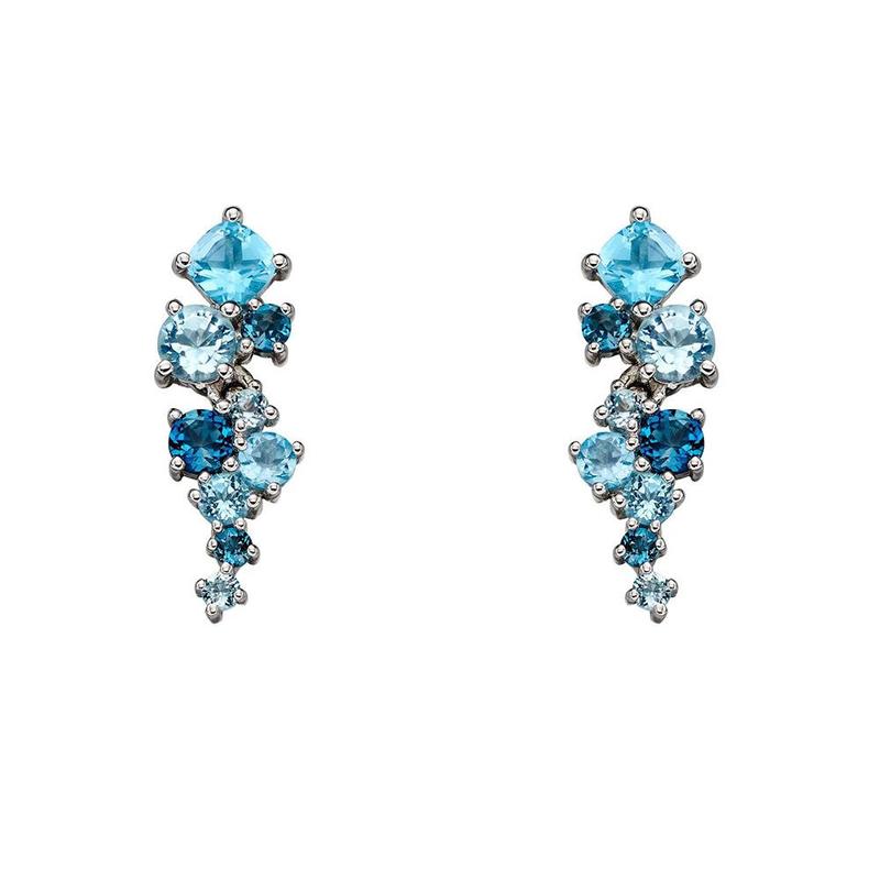 Blue Topaz and White Gold Drop Earrings