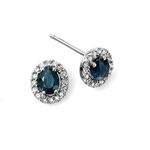 Oval Sapphire & Diamond Cluster Stud Earrings