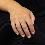 Emerald & Diamond Oval Cluster 9ct White Gold Ring