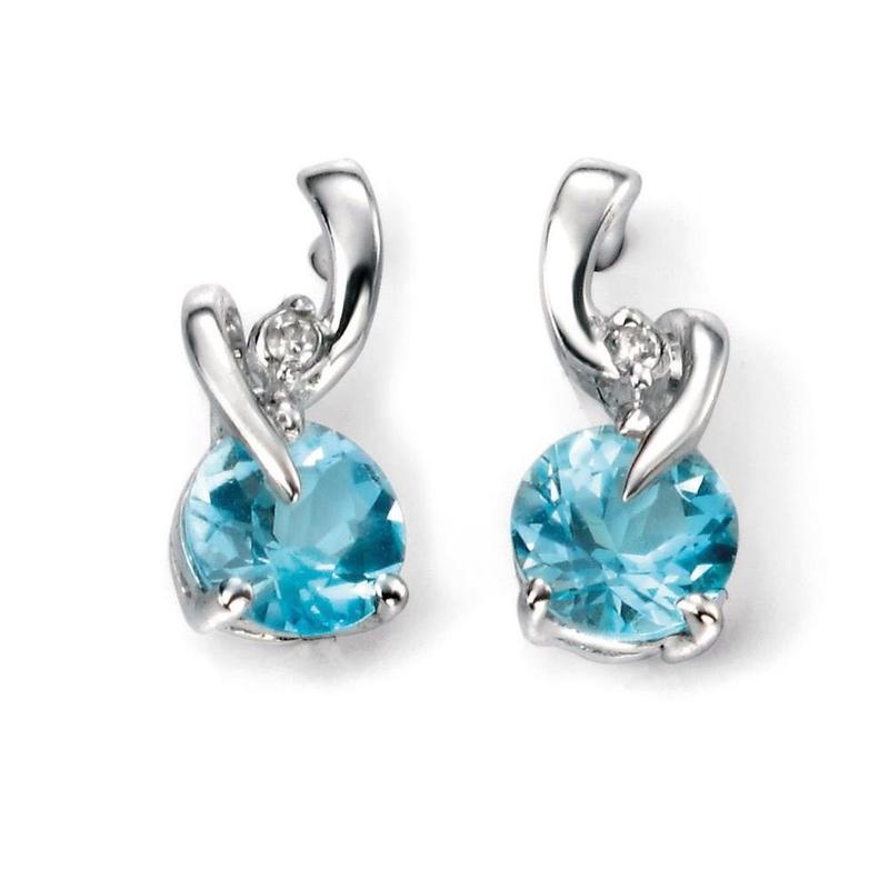 9ct Gold Drop Earrings with Blue Topaz
