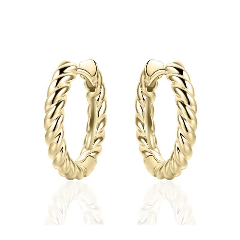 18mm Rope Design Gold Plated Silver Hoops