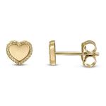 Heart Beaded Edge 9ct Gold Stud Earrings