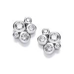 Silver & Cubic Zirconia Bubble Cluster Earrings
