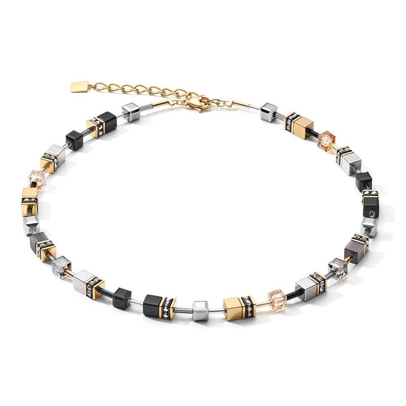 18.5" Gold, Black & Grey Tiger's Eye Necklace