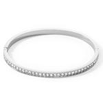 190mm Clear Crystal Glass Stainless Steel Bangle