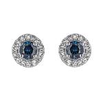 Round Sapphire & Diamond Stud Earrings