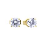 Four Claw Cubic Zirconia Studs With Gold Plate