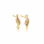 Past Present Future Gold and Diamond Stud Earrings
