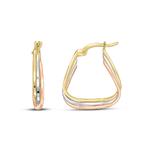 Three Colour Triangle Hoop Earrings 9ct Gold