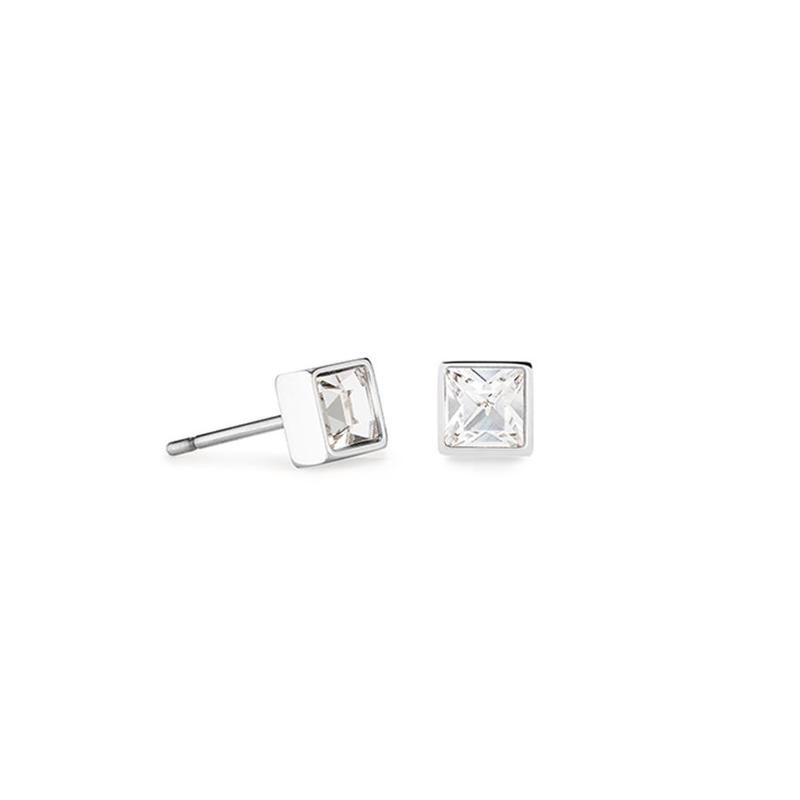 Brilliant Square Crystal Glass Stud Earrings