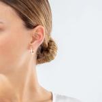 Crystal Glass Rose Gold Hoop Earrings