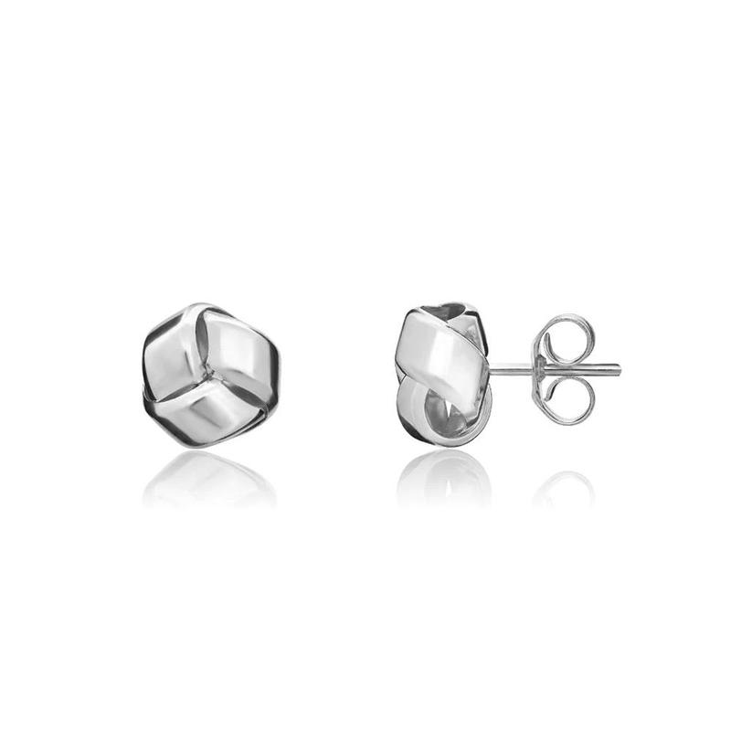 9ct White Gold Knotted Stud Earrings
