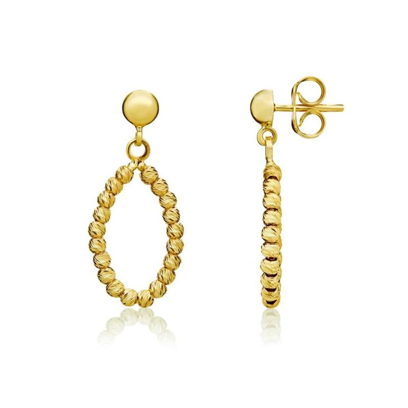 9ct Yellow Gold Beaded Drop Earrings