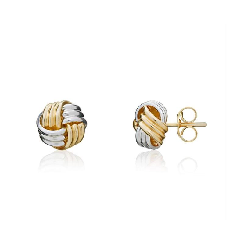 Two Tone Knot Stud Earrings 9ct Gold