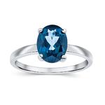 London Blue Topaz Oval Ring 9ct White Gold