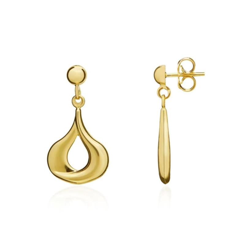 9ct Yellow Gold Open Pearshape Drop Earrings