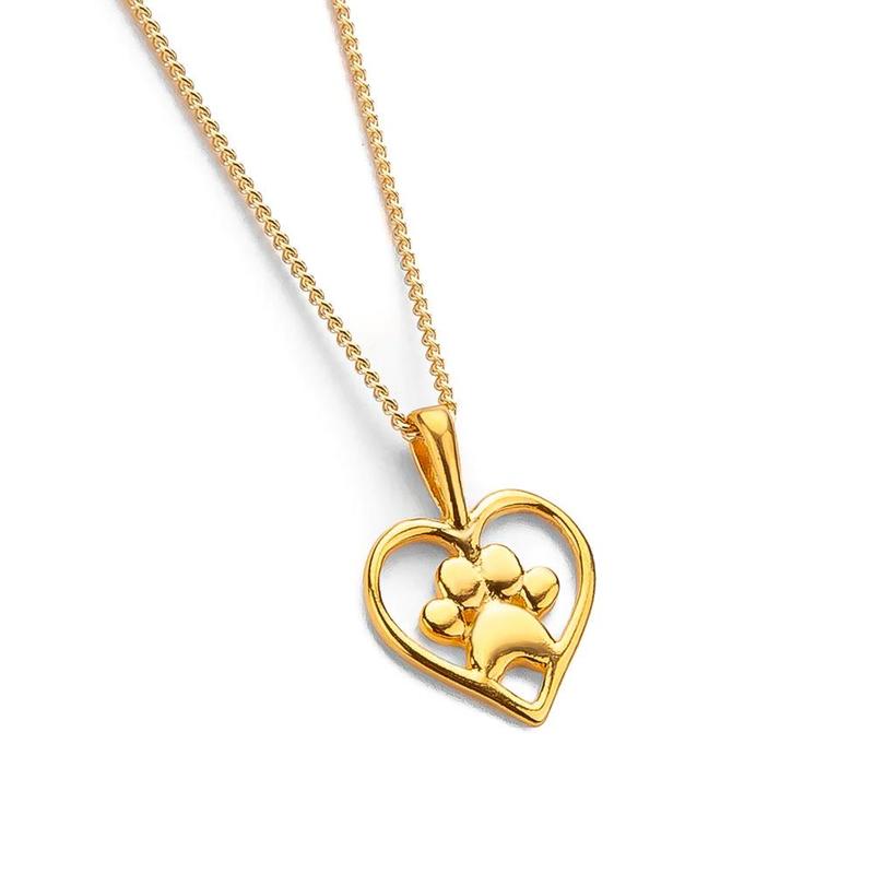 Paw Print Pendant & Chain Yellow Gold Plated