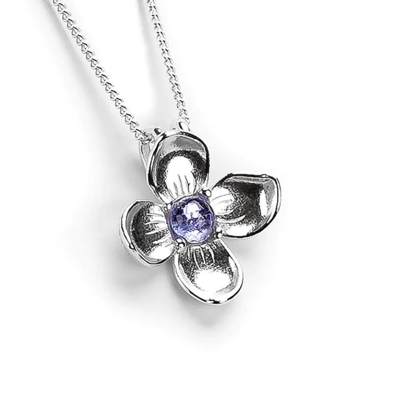 Lilac Tanzanite Gemstone Flower Necklace