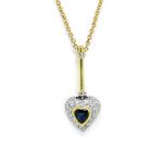 Heart Necklace Sapphire & Diamond 18ct Gold