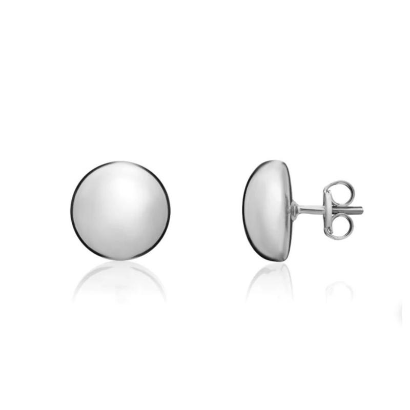 Polished Button 9ct White Gold Stud Earrings