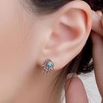 Turquoise Hamsa Hand Silver Stud Earrings