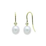 Cultured Pearl Diamond Drop Earrings 18ct Gold